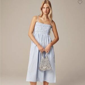 Like New J. Crew Paloma Dress Striped Cotton Poplin Blue White Size XS